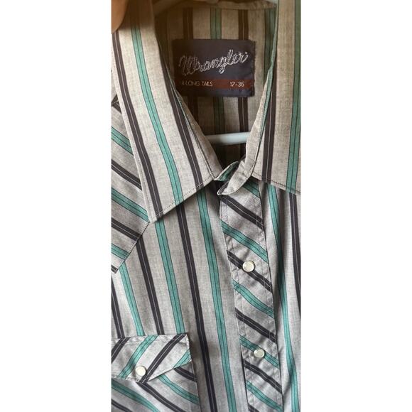 Wrangler X-Long Tails Western Style Long Sleeve Pearl Snap 17X36 Shirt - Picture 2 of 2